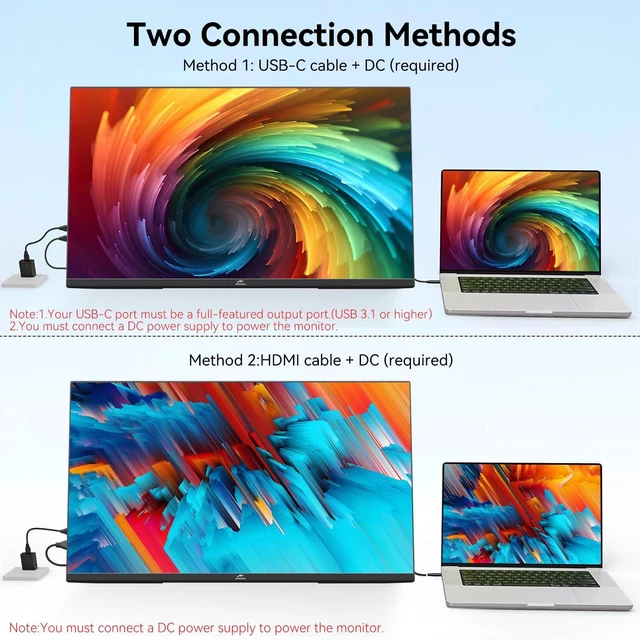 Alt view image 3 of 7 - 21.5" Large Portable Monitor FHD 1080P IPS 75Hz Frameless USB C HDMI Portable Gaming Monitor, Built in Speakers Stand Travel Second Monitor for Laptop Phone PC Xbox