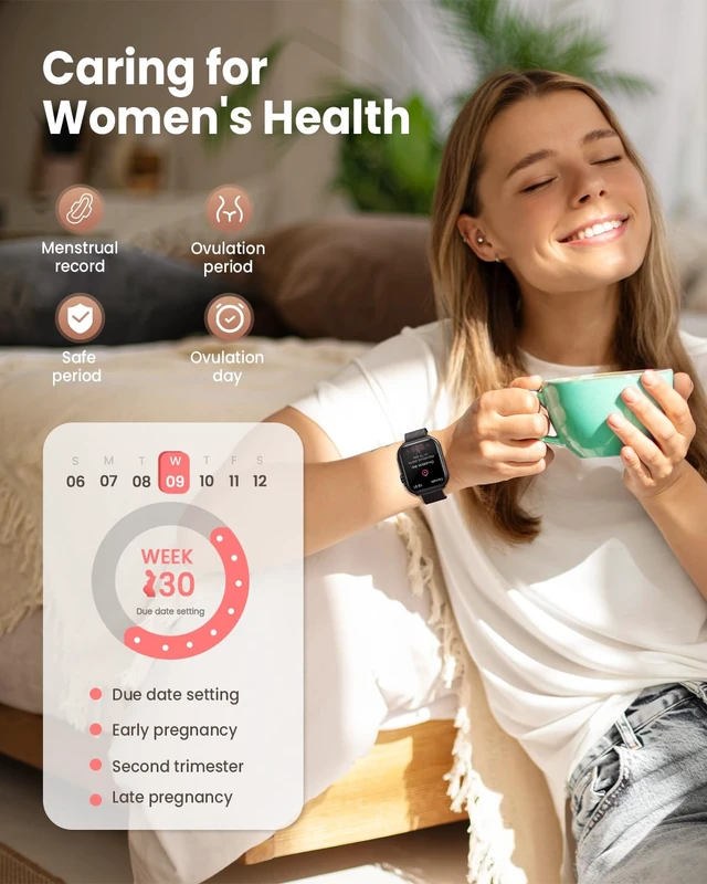 Alt view image 5 of 7 - Smart Watches for Women Android& iPhone, 1000mAh Battery, 5ATM 1.83" Fitness Tracking Smartwatches with Health Monitoring(24/7 Heart Rate, Sleep), Messages and App Notifications, Black