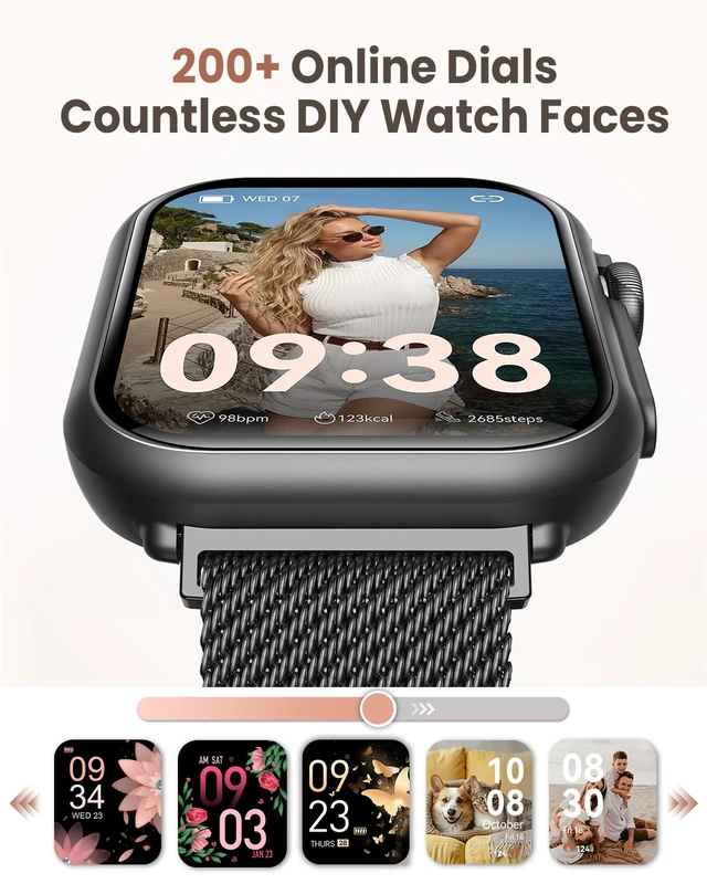 Alt view image 7 of 7 - Smart Watches for Women Android& iPhone, 1000mAh Battery, 5ATM 1.83" Fitness Tracking Smartwatches with Health Monitoring(24/7 Heart Rate, Sleep), Messages and App Notifications, Black