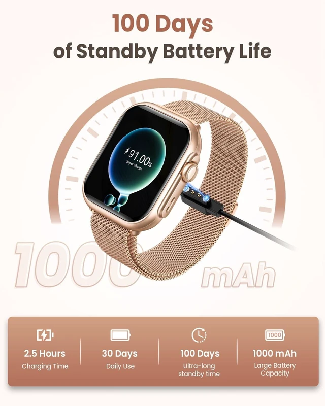 Alt view image 2 of 7 - 1.83" Smart Watches for Women (Android/iPhone), with 1000mAh Battery, 5ATM 110+ Sports Modes, Messages and App Notifications, Health Monitoring(24/7 Heart Rate, Sleep), Doilg