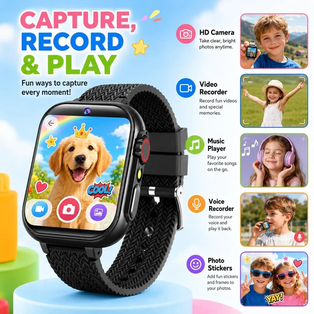 Alt view image 6 of 7 - Kids Smart Watch for Boys Girls Ages 3-12, Smartwatch Toys with 39 Games, HD Touch Screen, Camera Video Recorder, Music Player, Pedometer, Alarm, Flashlight, Birthday for Kids
