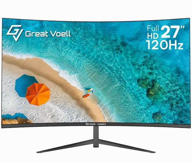 Main image of 27 Inch Curved Monitor, 120Hz FHD VA Display Home Office, HDR10 99% sRGB Color, 4000:1 Contrast Ratio, HDR10, Eye Care Technology, Game Mode, HDMI/VGA, VESA Compatible
