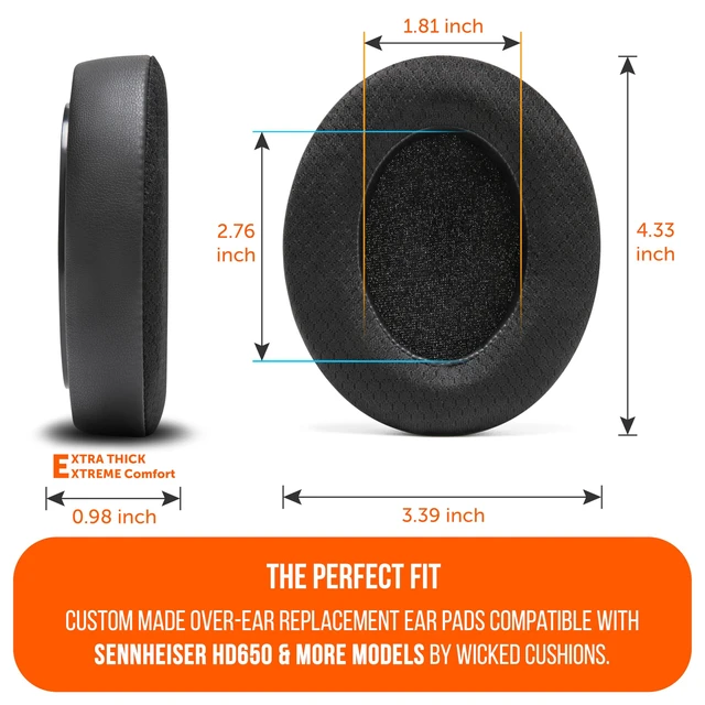 Alt view image 5 of 7 - Freeze HD6XX - Cooling Gel Earpads for Sennheiser HD6XX, HD58X & HD600 Made by Wicked Cushions Also fits HD650, HD660S, HD660S2, HD580 & HD565. Extra Comfortable & Cool Black