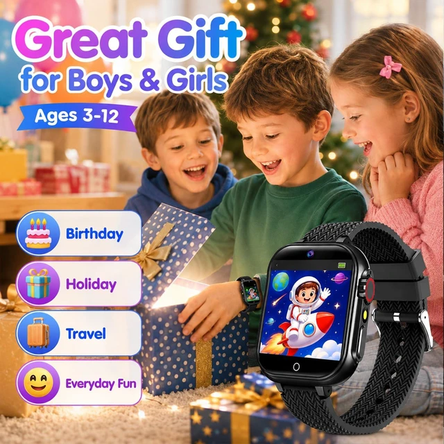 Alt view image 7 of 7 - Kids Smart Watch for Boys Girls Ages 3-12, Smartwatch Toys with 39 Games, HD Touch Screen, Camera Video Recorder, Music Player, Pedometer, Alarm, Flashlight, Birthday for Kids