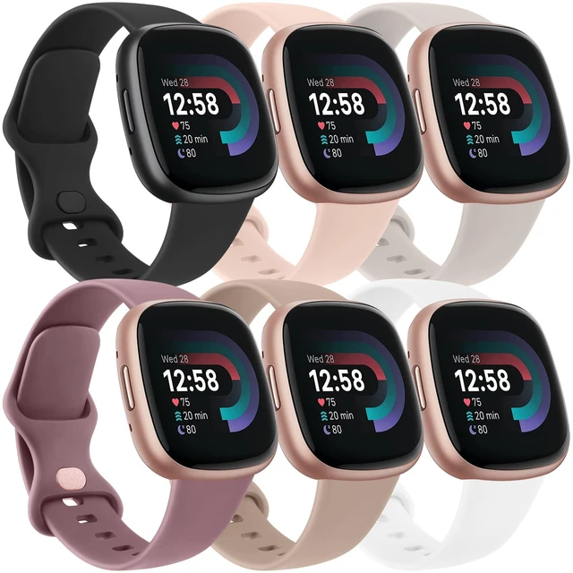 Main image of 6 PACK Bands Compatible with Fitbit Versa 4 / Versa 3 / Fitbit Sense 2 / Sense Bands for Women Men, Soft Sport Wristbands Replacement Smart Watch Straps (6PACK C,Large)