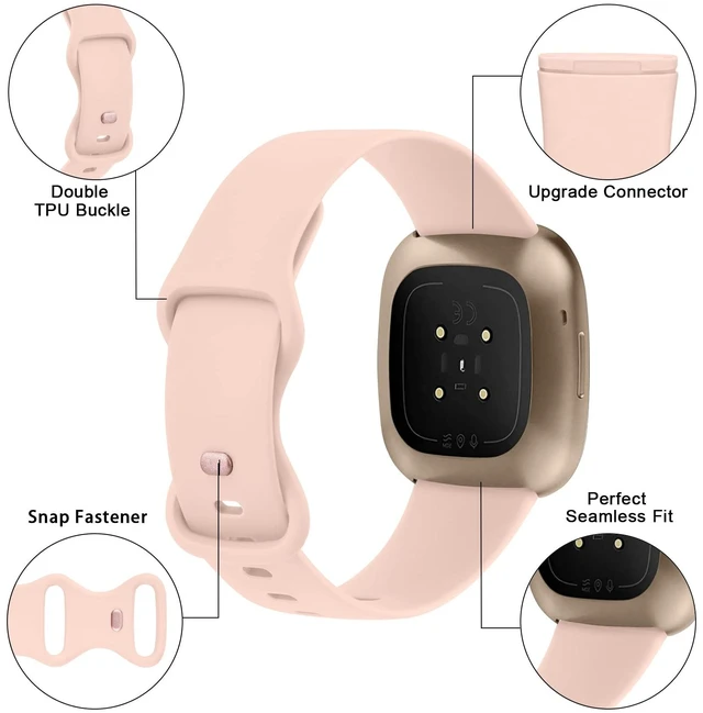 Alt view image 3 of 7 - 6 PACK Bands Compatible with Fitbit Versa 4 / Versa 3 / Fitbit Sense 2 / Sense Bands for Women Men, Soft Sport Wristbands Replacement Smart Watch Straps (6PACK C,Large)