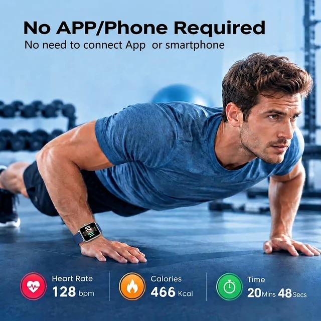 Alt view image 2 of 7 - Smart Watch Fitness Tracker No APP No Phone Needed, Step Counter Watch Waterproof Fitness Tracker,Heart Rate, Blood Oxygen, Sleep Tracker, Pedometer Watch, Step Counter for Walking, Alarm Clock