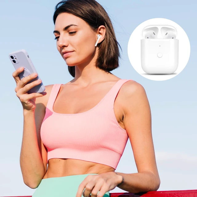 Alt view image 7 of 7 - Compatible for AirPods Charging Case Replacement AirPod 1st 2nd Generation 550mAh with Wireless Charging Bluetooth Pairing Sync Button (No Earbuds) (for AirPods 1st 2nd)