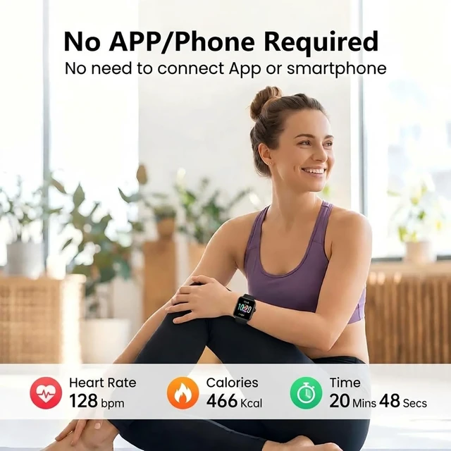 Alt view image 2 of 7 - Smart Watch Fitness Tracker No APP No Phone Needed, Step Counter Watch Waterproof Fitness Tracker,Heart Rate, Blood Oxygen, Sleep Tracker, Pedometer Watch, Step Counter for Walking, Alarm Clock