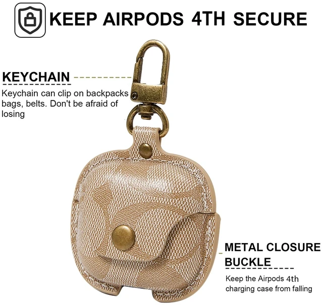 Alt view image 3 of 7 - for AirPods 4 Case 2024, Full-Body Protective AirPods 4th Case Cover for Women Men Compatible with AirPods 4th Wireless Charging Case with Keychain-Khaki