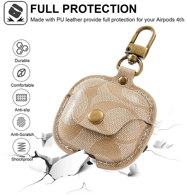Alt view image 4 of 7 - for AirPods 4 Case 2024, Full-Body Protective AirPods 4th Case Cover for Women Men Compatible with AirPods 4th Wireless Charging Case with Keychain-Khaki