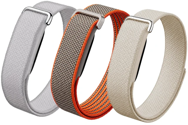 Main image of 3 Pack Bands Compatible with Google Fitbit Air, Nylon Replacement Wrist Straps, Breathable Adjustable Woven Sport Loop Bands for Workout and Daily Wear (Silver Gray/Dune Orange/Starlight, One Size)