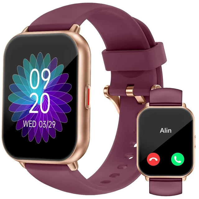 Main image of Smart Watches for Women (Answer/Make Call, 2 Bands), 1.8", Purple Smartwatch for iPhone/Android Phone, Fitness Tracker Heart Rate/Sleep Monitor, Step Calories Counter Digital Watch Waterproof