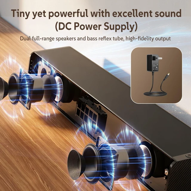 Alt view image 2 of 7 - Sound Bar, BESTISAN 50 Watts Soundbar with HDMI, Optical, AUX, USB,Sub Out and Bluetooth Connection, DSP, Bass Adjustable, 16 Inch, Mountable