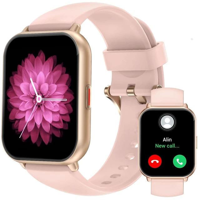 Main image of Smart Watches for Women (Answer/Make Call, 2 Bands), 1.8", Pink Smartwatch for iPhone/Android Phone, Fitness Tracker Heart Rate/Sleep Monitor, Step Calories Counter Digital Watch Waterproof