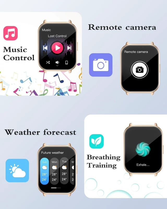 Alt view image 7 of 7 - Smart Watches for Women (Answer/Make Call, 2 Bands), 1.8", Pink Smartwatch for iPhone/Android Phone, Fitness Tracker Heart Rate/Sleep Monitor, Step Calories Counter Digital Watch Waterproof
