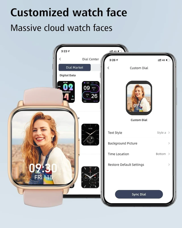 Alt view image 3 of 7 - Smart Watches for Women (Answer/Make Call, 2 Bands), 1.8", Pink Smartwatch for iPhone/Android Phone, Fitness Tracker Heart Rate/Sleep Monitor, Step Calories Counter Digital Watch Waterproof