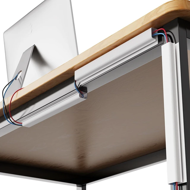Alt view image 7 of 7 - 4 Pack Cable Management Under Desk - Office & Home Cable Organizer,J-Channel Cable Management for Clutter-Free Environment,Cable Management Kit,Cord Organizer for Desk,Cord Management,4X15.7in