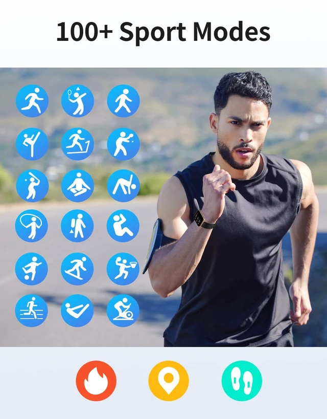 Alt view image 3 of 7 - Smart Watches for Men Women (Answer/Make Call, 2 Bands), 1.8", BK/GD Smartwatch for iPhone/Android Phone, Fitness Tracker Heart Rate/Sleep Monitor, Step Calories Counter Digital Watch Waterproof
