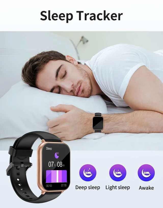 Alt view image 5 of 7 - Smart Watches for Men Women (Answer/Make Call, 2 Bands), 1.8", BK/GD Smartwatch for iPhone/Android Phone, Fitness Tracker Heart Rate/Sleep Monitor, Step Calories Counter Digital Watch Waterproof