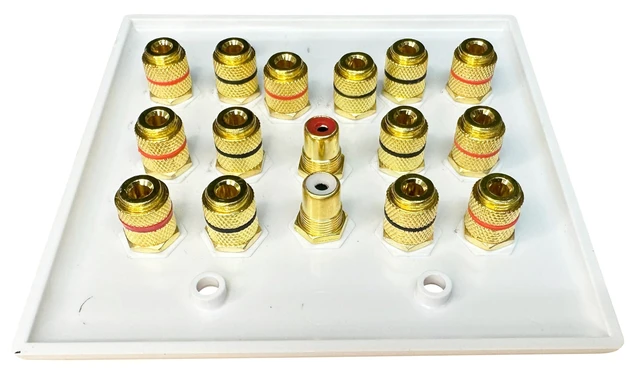 Alt view image 7 of 7 - 7.2 Speaker Wall Plate with Gold Plated Binding Posts Home Theater Speaker Wall Plate with Gold Plated Binding Posts for 7.2 Surround Sound, Speaker Wire & Audio Installations