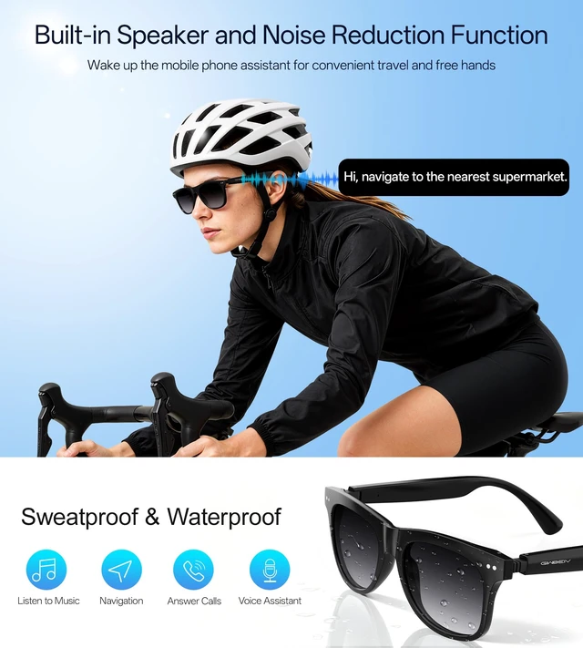 Alt view image 2 of 7 - Smart Glasses for Men & Women, Polarized Bluetooth Audio Sunglasses Open-Ear Audio, 10H Playtime, Hands-Free Calls, Touch Control, 33g Lightweight, UV/Blue Light Protection for Travel Daily Use