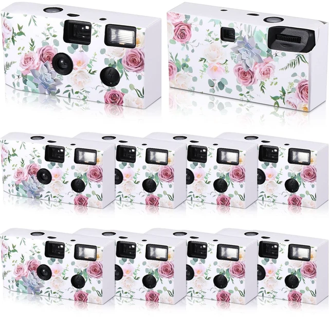 Main image of 10 Pack Disposable Camera Bulk for Wedding 35mm Single Use Camera Bulk with Flash Black and White Film for Gathering Wedding Travel, Pink Rose, Black and White Film