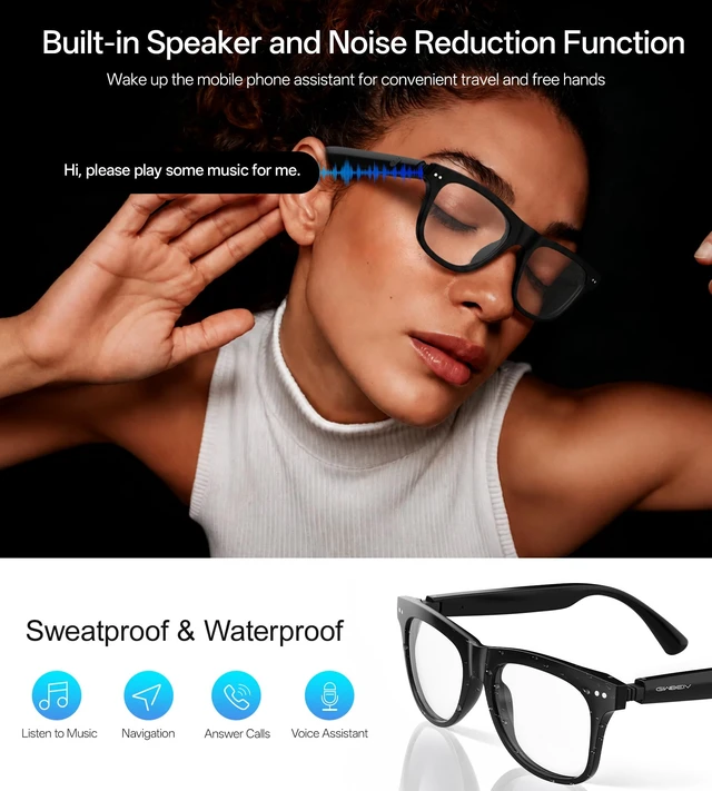 Alt view image 2 of 7 - Smart Glasses for Men & Women, Polarized Bluetooth Audio Glasses Open-Ear Audio, 10H Playtime, Hands-Free Calls, Touch Control, 33g Lightweight, UV/Blue Light Protection for Travel Daily Use