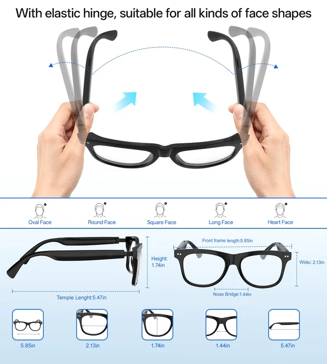 Alt view image 3 of 7 - Smart Glasses for Men & Women, Polarized Bluetooth Audio Glasses Open-Ear Audio, 10H Playtime, Hands-Free Calls, Touch Control, 33g Lightweight, UV/Blue Light Protection for Travel Daily Use