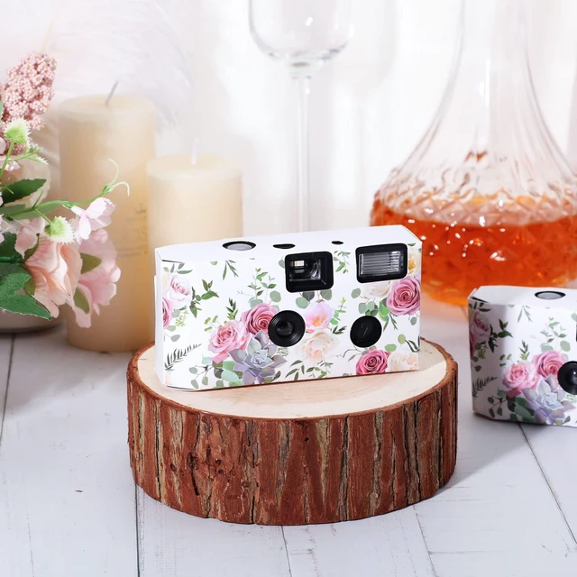 Alt view image 5 of 7 - 10 Pack Disposable Camera Bulk for Wedding 35mm Single Use Camera Bulk with Flash Black and White Film for Gathering Wedding Travel, Pink Rose, Black and White Film