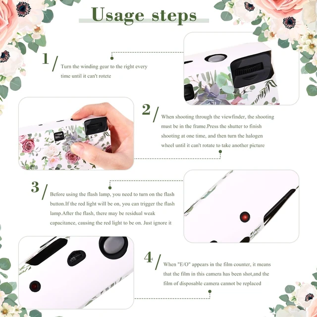 Alt view image 4 of 7 - 10 Pack Disposable Camera Bulk for Wedding 35mm Single Use Camera Bulk with Flash Black and White Film for Gathering Wedding Travel, Pink Rose, Black and White Film