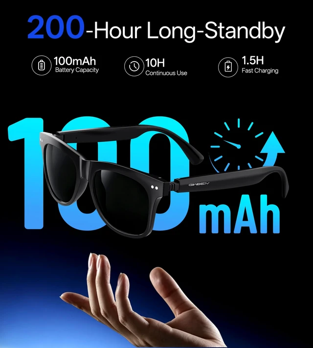 Alt view image 5 of 7 - Smart Glasses for Men & Women, Polarized Bluetooth Audio Sunglasses Open-Ear Audio, 10H Playtime, Hands-Free Calls, Touch Control, 33g Lightweight, UV/Blue Light Protection for Travel Daily Use