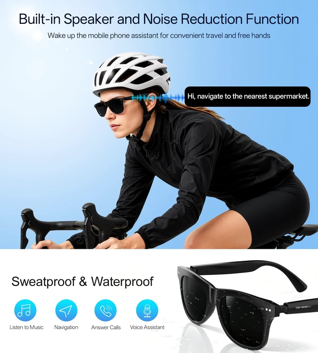 Alt view image 2 of 7 - Smart Glasses for Men & Women, Polarized Bluetooth Audio Sunglasses Open-Ear Audio, 10H Playtime, Hands-Free Calls, Touch Control, 33g Lightweight, UV/Blue Light Protection for Travel Daily Use