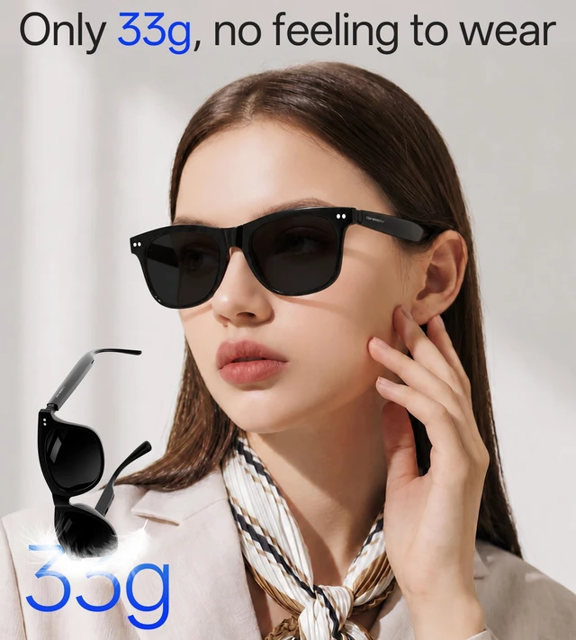 Alt view image 7 of 7 - Smart Glasses for Men & Women, Polarized Bluetooth Audio Sunglasses Open-Ear Audio, 10H Playtime, Hands-Free Calls, Touch Control, 33g Lightweight, UV/Blue Light Protection for Travel Daily Use