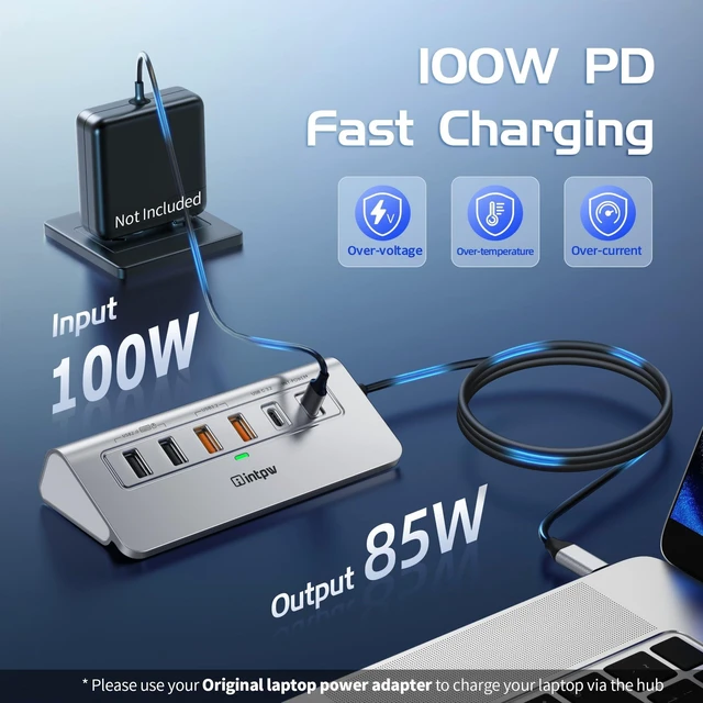 Alt view image 7 of 7 - P9R PRO USB C Hub Ethernet, 10Gbps USB C Docking Station 10-in-1 with Type-C & 2 Type-A 3.2 Data, LAN, 4K@60Hz, 2 USB A 2.0, PD 100W, SD/TF Ports, 3.28FT Powered USB Hub for PC, iPhone 17, Mac