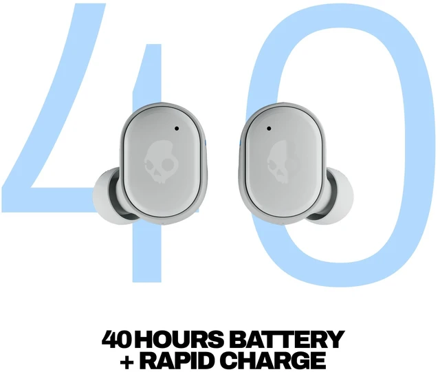 Alt view image 2 of 7 - Grind Wireless In-Ear Earbuds - Light Grey/Blue Noise Isolating Fit, Bluetooth, 40 Hours Battery, Microphone for iPhone Android, Customizable Sound, True Wireless