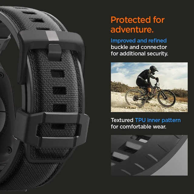 Alt view image 5 of 7 - DuraPro Armor for Apple Watch Band, Durable Metal Connector Strap For Apple Watch Ultra 4/3/2/1 49mm, Series 12/11/10 46mm, 9/8/7 45mm, SE3/SE2/SE/6/5/4 44mm, 3/2/1 42mm, Black Edition