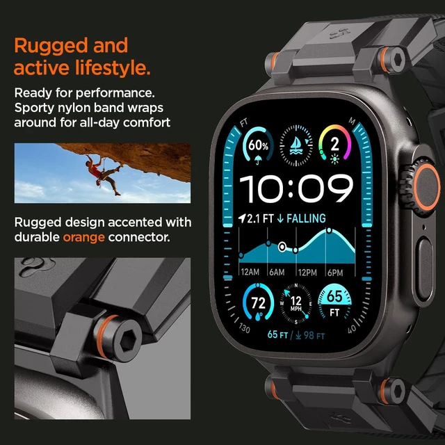 Alt view image 4 of 7 - DuraPro Armor for Apple Watch Band, Durable Metal Connector Strap For Apple Watch Ultra 4/3/2/1 49mm, Series 12/11/10 46mm, 9/8/7 45mm, SE3/SE2/SE/6/5/4 44mm, 3/2/1 42mm, Black Edition