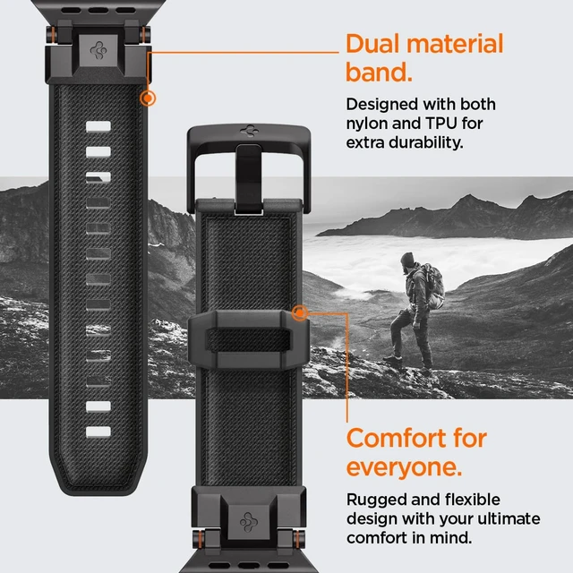 Alt view image 7 of 7 - DuraPro Armor for Apple Watch Band, Durable Metal Connector Strap For Apple Watch Ultra 4/3/2/1 49mm, Series 12/11/10 46mm, 9/8/7 45mm, SE3/SE2/SE/6/5/4 44mm, 3/2/1 42mm, Black Edition