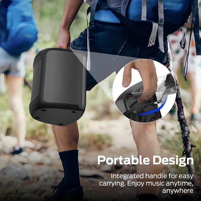 Alt view image 3 of 7 - Musicbox Bluetooth Speaker, 60W Loud Portable Wireless Speaker with Dynamic RGB Lighting, Speakers for Outdoor, Stereo Sound, 12H Playtime, IPX5 Water Resistant, Supports TF Card, AUX, Black