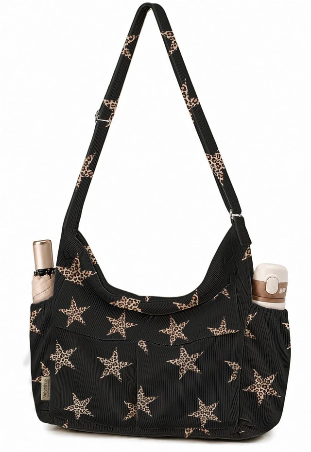 Main image of Corduroy Messenger Hobo Bag, Crossbody Tote Bag Aesthetic, Large, Fits 15.6 Inch Laptop, Multi Pockets, for College, Work, Travel