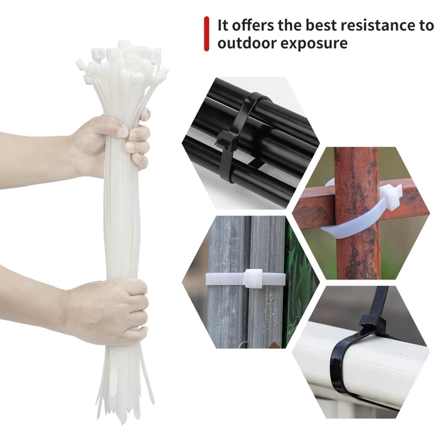 Alt view image 4 of 7 - 36 Inch White Heavy Duty Zip Ties 60 Pcs Large Cable Tiesc 250 LBS Clear Zip Ties, Ultra Strong Plastic Wire Ties, Extra Long Wire Ties, Big Tie Wraps for Indoor Outdoor Cable Management