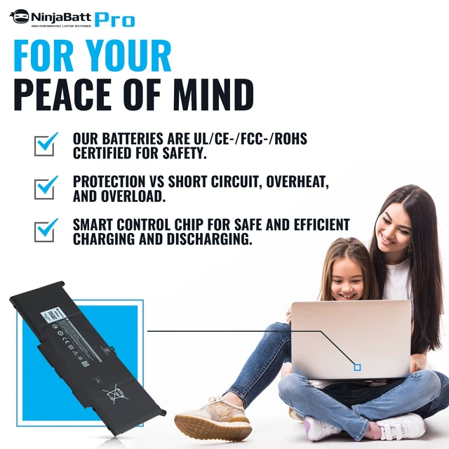 Alt view image 3 of 6 - F3YGT Battery for Dell Latitude 7480 7490 7280 7380 7390 Fits 7290 E7280 E7480 E7380 E7490 DM3WC DM6WC 2X39G KG7VF 451-BBYE 453-BBCF 7500mAh 60Wh 7.6V