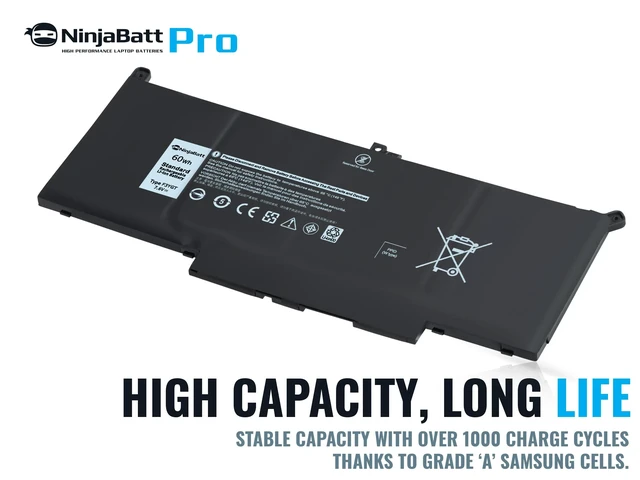 Alt view image 5 of 6 - F3YGT Battery for Dell Latitude 7480 7490 7280 7380 7390 Fits 7290 E7280 E7480 E7380 E7490 DM3WC DM6WC 2X39G KG7VF 451-BBYE 453-BBCF 7500mAh 60Wh 7.6V