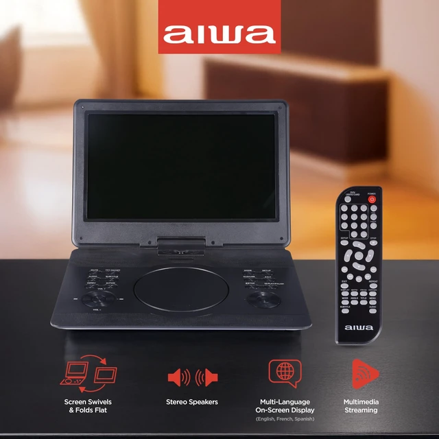 Alt view image 2 of 6 - 14" Portable Media Player Travel Kit, DVD & CD Player Portable with Swiveling Screen, Built-in Stereo Speakers, HDMI Input, Remote, Headphones, and Carry Bag (Black)