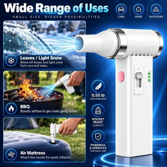 Alt view image 4 of 6 - Mini Ultra-Slim Electric Compressed Air Duster 150,000RPM Super Power, Rechargeable Cordless Air Duster, Powerful Airflow for Computer, Keyboard, Outdoor, House and Car