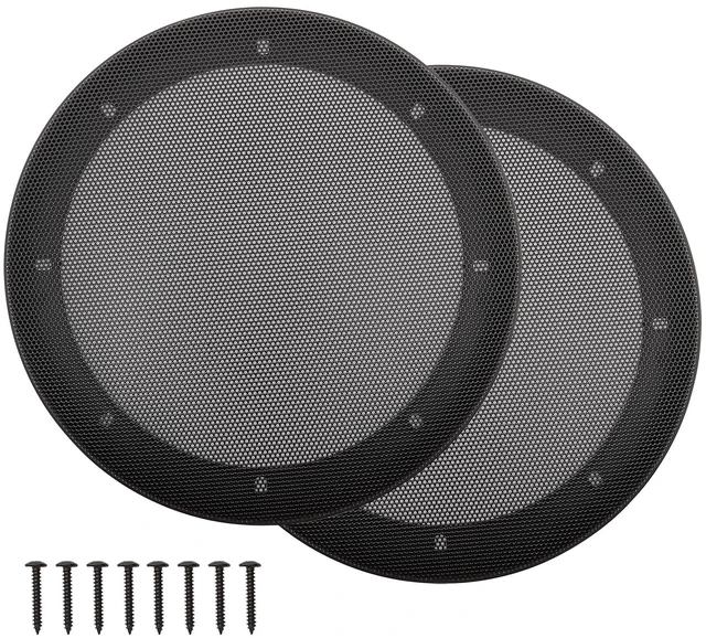 Main image of 8" Speaker Grill Covers, Black Color, 2Pcs ABS Plastic Frame with Metal Mesh, Two-piece Design, Car / Home Audio Speaker Subwoofer Guard Protector