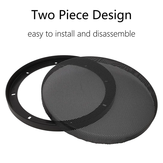 Alt view image 6 of 7 - 8" Speaker Grill Covers, Black Color, 2Pcs ABS Plastic Frame with Metal Mesh, Two-piece Design, Car / Home Audio Speaker Subwoofer Guard Protector