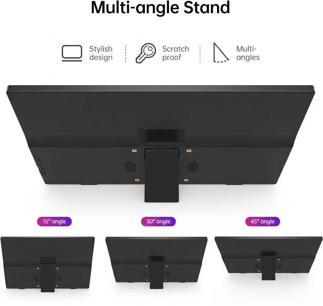 Alt view image 6 of 7 - Portable Monitor 15.6" FHD 1080P USB-C Travel Monitor for Laptop, IPS Laptop Screen Extender with Built-in Kickstand, Mini HDMI, Low Blue Light Portable Screen for PC Mac Phone Switch