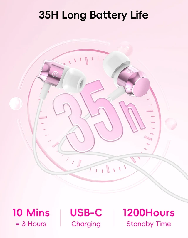 Alt view image 6 of 7 - Wireless Neckband Bluetooth Headphones with Microphone Bluetooth 6.0 Earbuds, Light Comfort, Deep Bass, 35H Playtime, IPX5 Waterproof, Magnetic Workout Headset